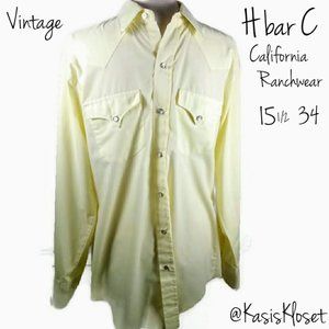Vintage H Bar C Western Shirt Yellow 15 1/2 - 34